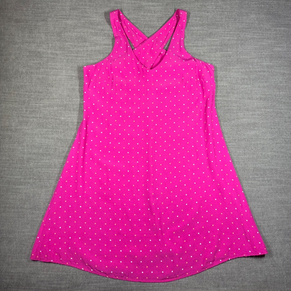 LOFT Womens Pink Polka Dot Criss Cross Back A-Line Sleeveless Dress Size M